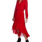 1.STATE Women's Smocked High-Low Dress Red