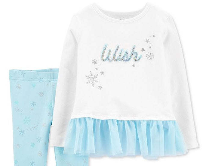 Carters Baby Girls 2-pc. Snowflake Wish Leggings Set White Size 6 Months
