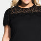 City Chic Women's Trendy Plus Short Sleeve Victorian Top Black Size XS
