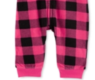Carter's Girls' Jumpsuits Plaid Buffalo Check Heart Hooded Fleece Playsuit Pink Size 6 Months
