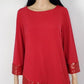JM Collection Women's Sequined Hem Crossover Tunic Top Red Size M