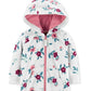 Carter's Girls' Jumpsuits Print Floral Fleece Hooded Playsuit White Size 24 Months