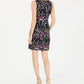 Jessica Howard Women's Petite Floral Embroidered Illusion Dress Blue Size 14 P