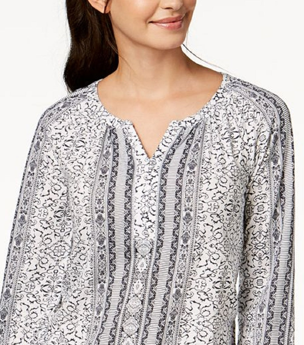 Style & Co Women's Three Quarter Sleeve Basic Tee White Size Petite M