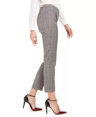 Calvin Klein Women's Plaid Straight-Leg Pants Gray Size 16