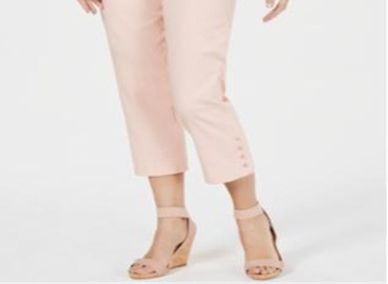 JM Collection Women's Button Hem Tummy Control Capris Blush Size XX-Large