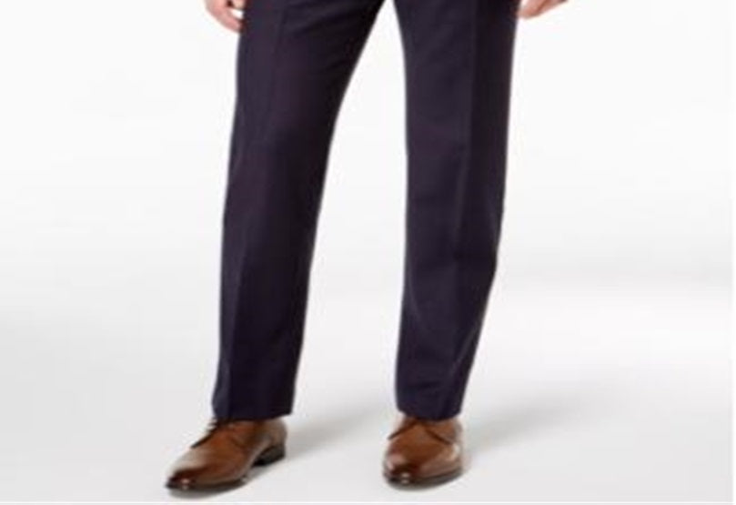 Ralph Lauren Men's Classic Fit Windowpane Flannel Dress Pants Blue Size 42X32