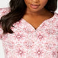 Karen Scott Women's 3/4 Sleeve Printed Henley Shirt Pink Size XS