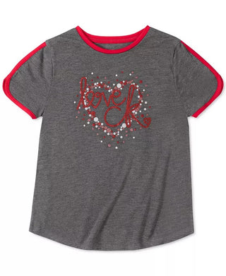 Calvin Klein Big Girls Love Dolphin-Sleeve T-Shirt Charcoal Size 7