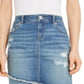 INC International Concepts Women's Destructed Fray Trim CrossoverHem Denim Skirt Blue Size 0