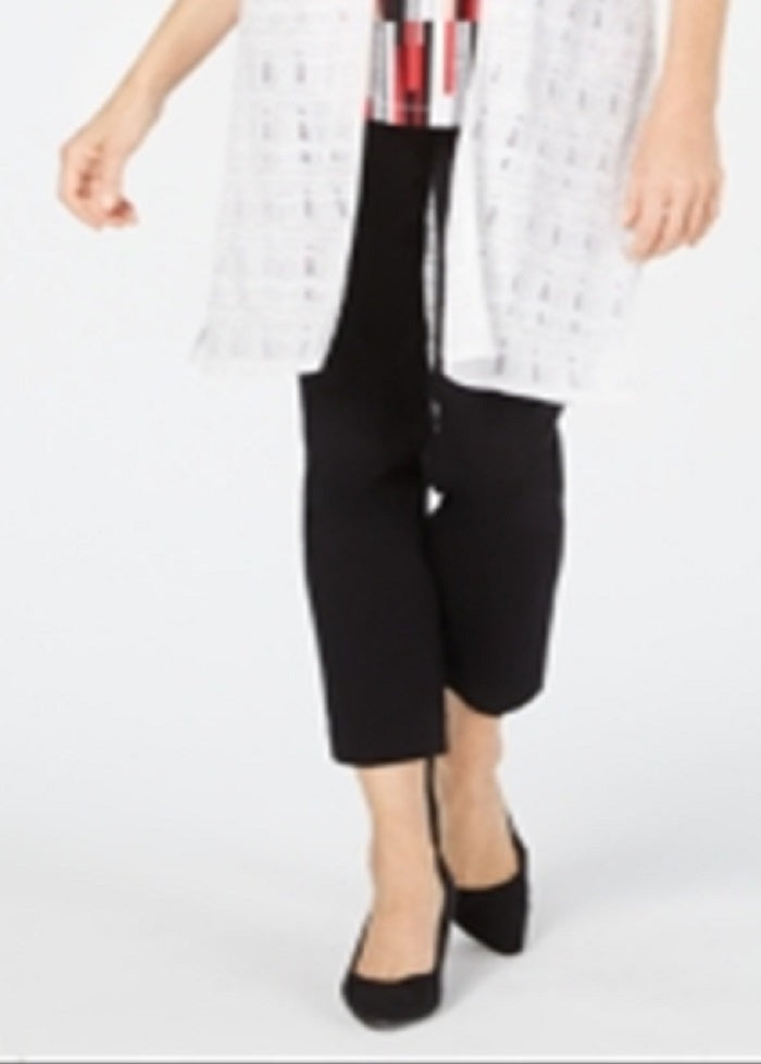 JM Collection Women's Open Front Crochet Duster White Size Petite