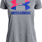 Under Armour Girl's Solid Big Logo T-Shirt Gray Size Small
