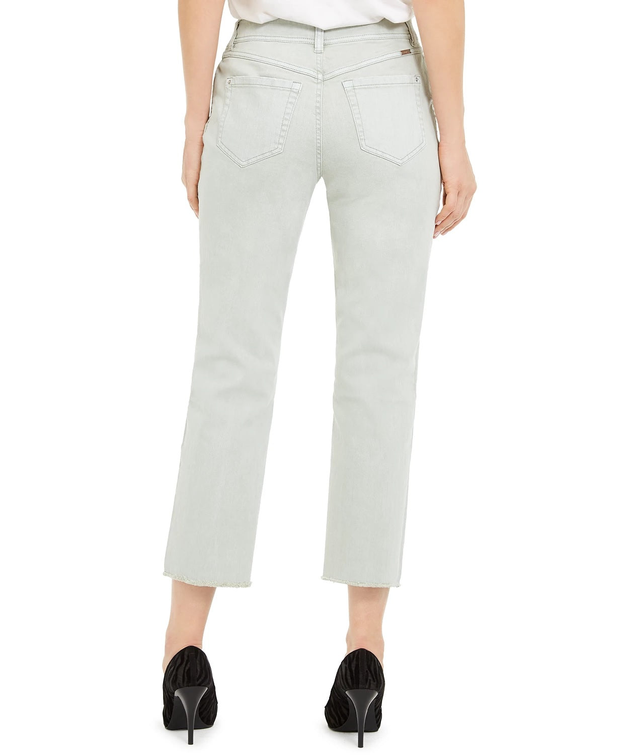 INC International Concepts Women's Frayed-Hem Straight-Leg Ankle Jeans Green Size 14