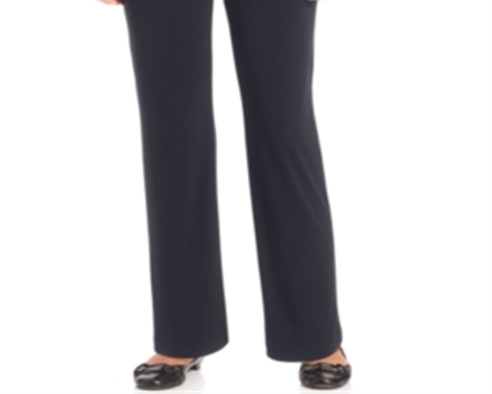 NY Collection Women's Pull on Straight Leg Pants Blue Size 31