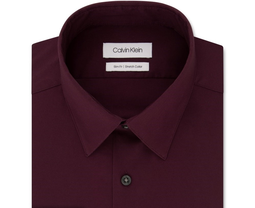 Calvin Klein Men's Slim-Fit Stretch Flex Collar Dress Shirt Red Size 34-35