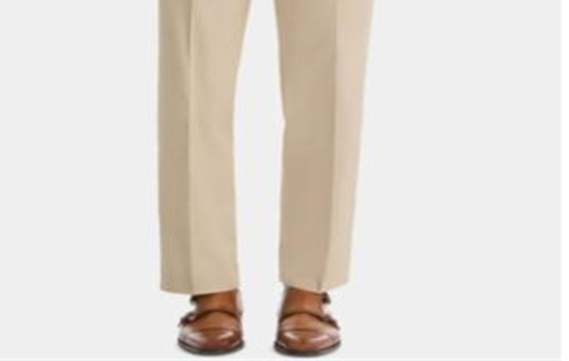 Ralph Lauren Men's Solid Tan Cotton Suit Separate Pants Brown Size 46 X 32