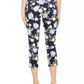 Charter Club Women's Floral Print Tummy Control Capri Pants Blue Size 12
