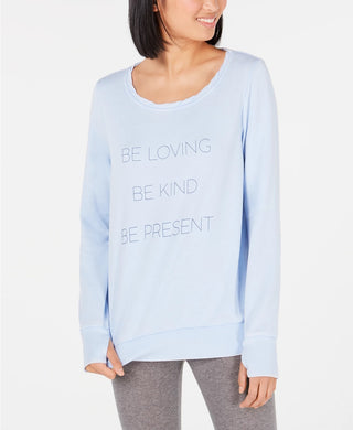 Ideology Women's Graphic Long-Sleeve Pullover  Navy Size X-Large