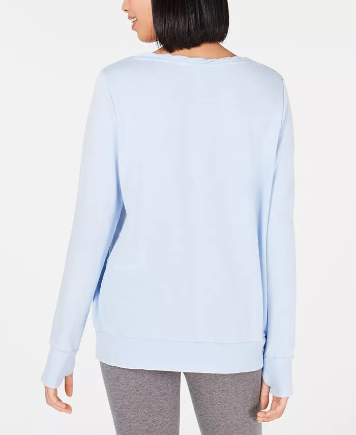 Ideology Women's Graphic Long-Sleeve Pullover  Navy Size X-Large