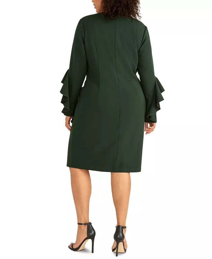 RACHEL Rachel Roy Women's Trendy Plus Size Ruffled Sheath Dress Green Size 14W