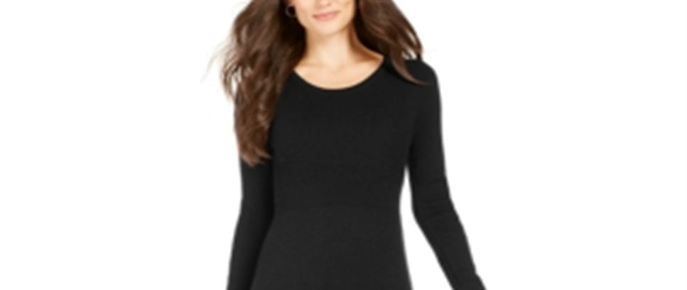 Style & Co Women's Ribbed Sweater Dress Black Size Petite S