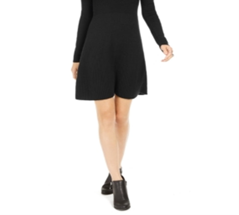 Style & Co Women's Ribbed Sweater Dress Black Size Petite S