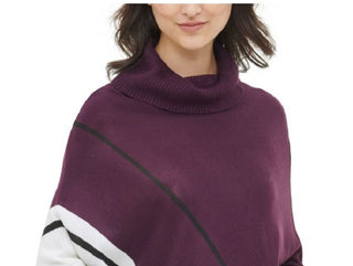 Calvin Klein Women's Striped Poncho Sweater Purple Size S