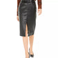 Bar III Women's Becca Tilley x Faux Leather Belted Slit Skirt Black Size X-Small
