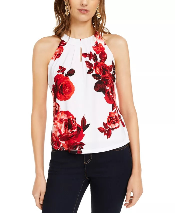 INC International Concepts Women's Petite Keyhole Halter Top White Size PM