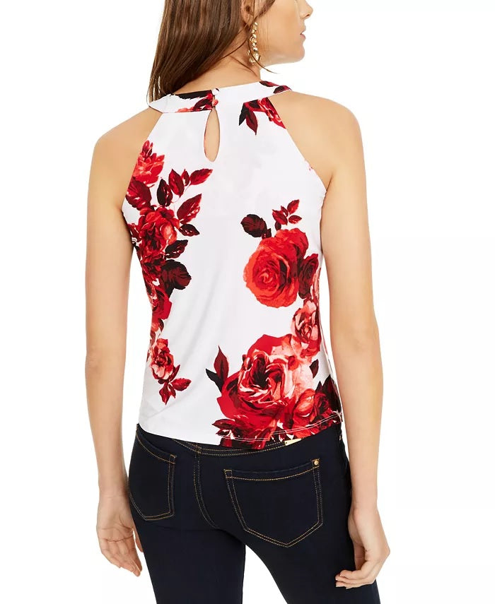 INC International Concepts Women's Petite Keyhole Halter Top White Size PM