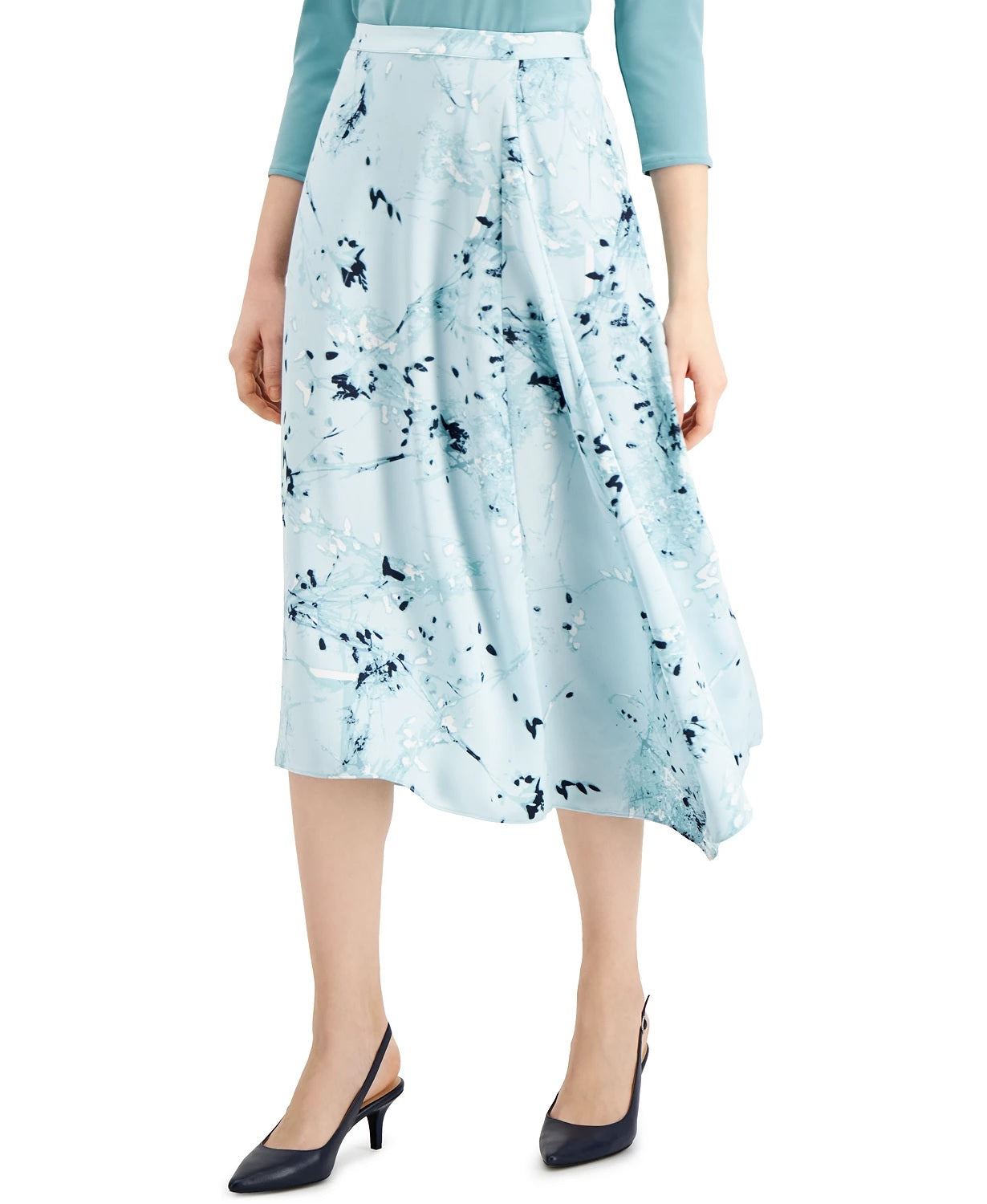 Alfani Women's Print A-Line Skirt Green Size 16