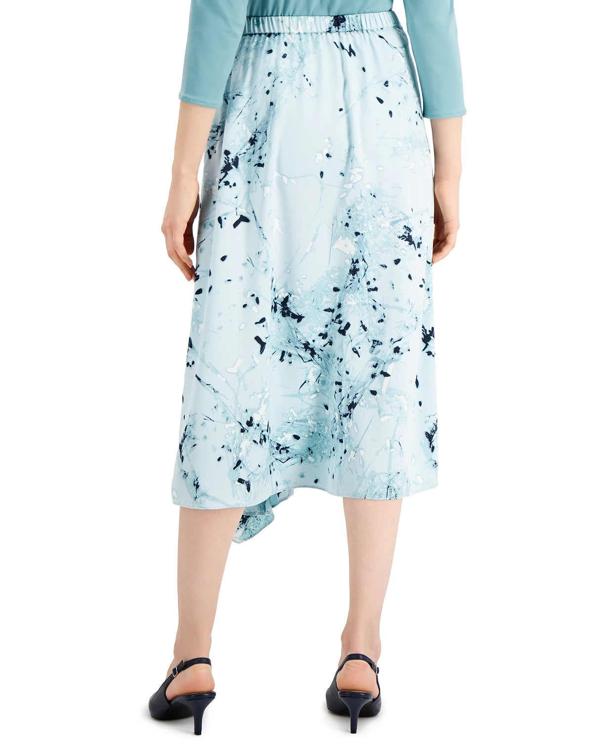 Alfani Women's Print A-Line Skirt Green Size 16