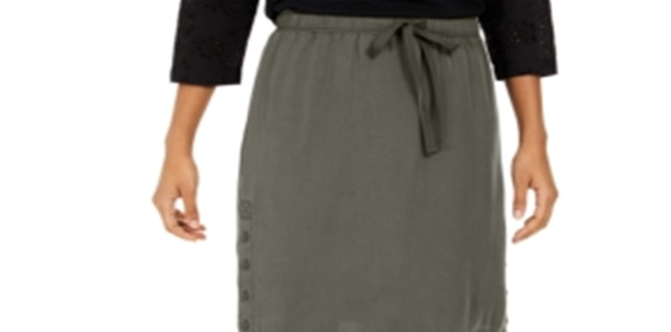 Style & Co Women's Drawstring Tencel Skort Green Size XX-Large