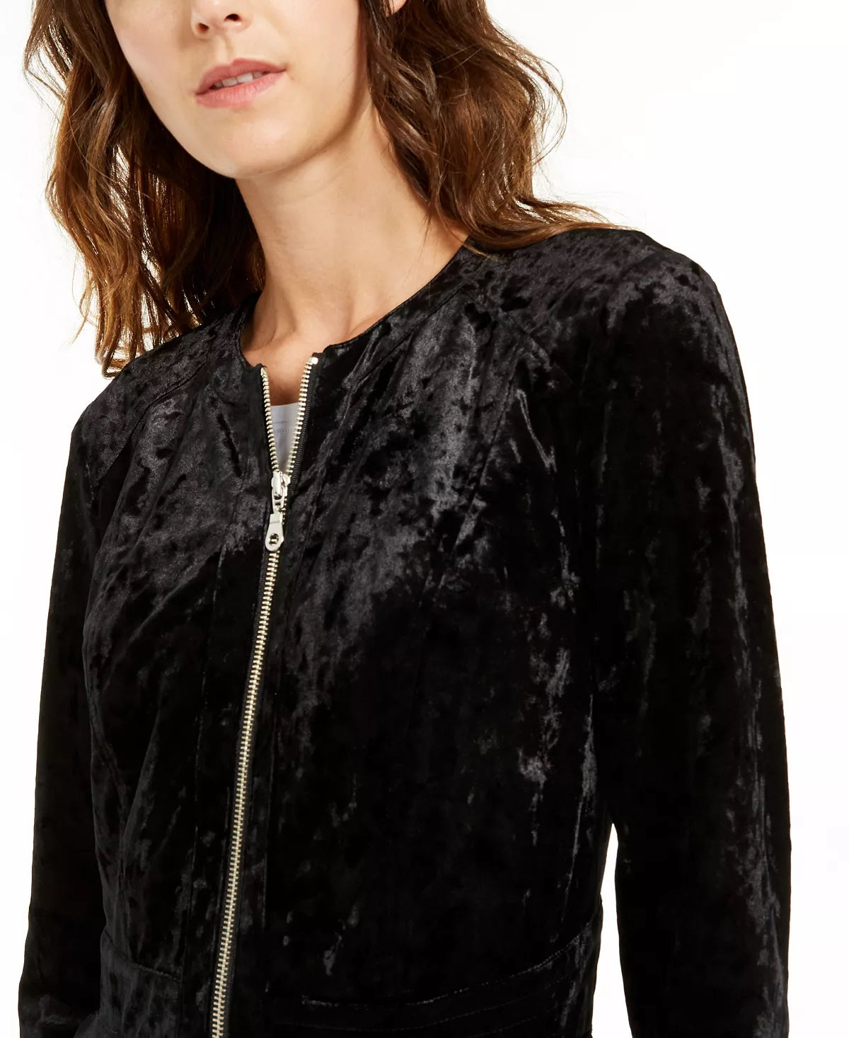 INC International Concepts Women's Crushed Velvet Peplum Jacket Black Size Petite X-Large