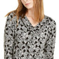 Alfani Women's Asymmetrical Geometric Blouse Black Size Medium