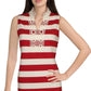 Charter Club Women's Striped Slit Neck MIDI Dress Red Size Medium