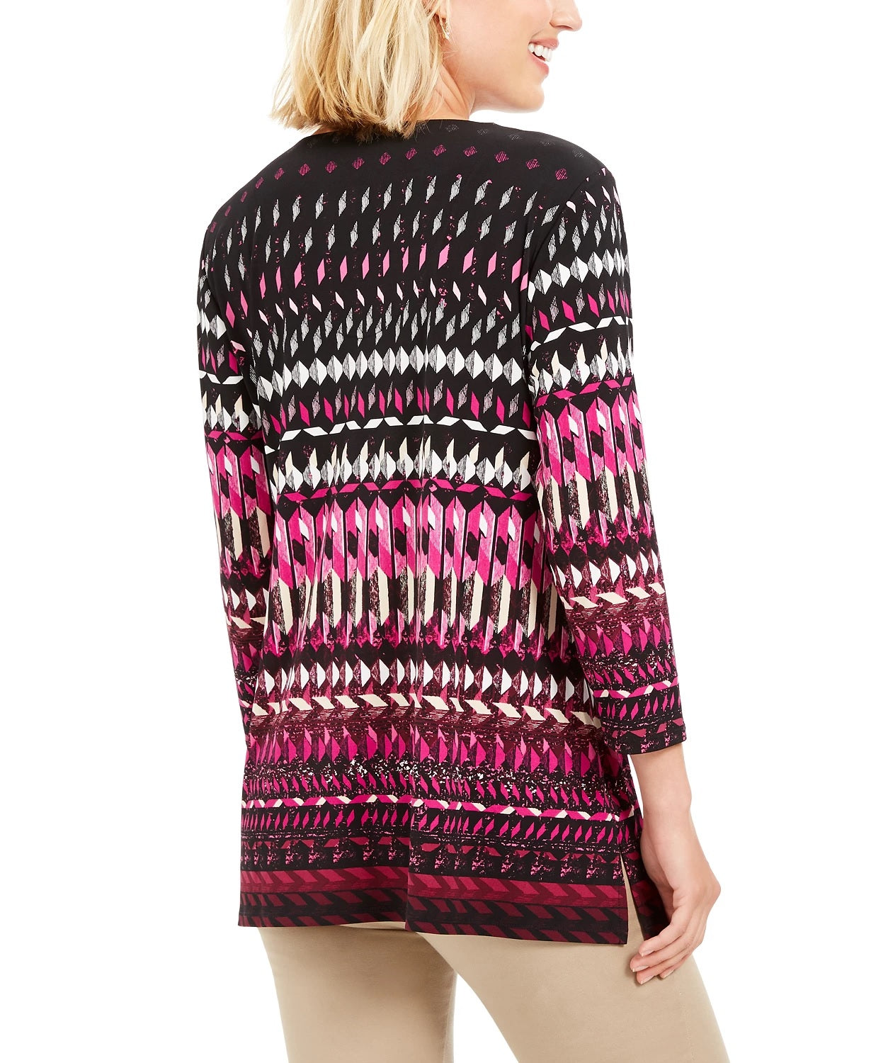 JM Collection Women's Printed Tunic Pink Size Petite Medium