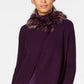 Alfani Women's Faux Fur Trim Convertible Cardigan Purple Size Petite S/M