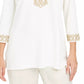 Charter Club Women's 3/4 Sleeve Textured Tunic White Size Petite X-Large