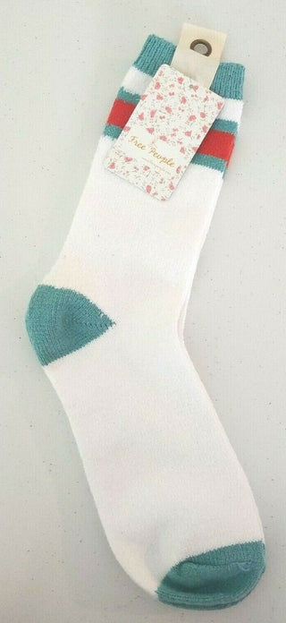 Free People Women's Patterned Cozy Stripe Casual Crew Socks White Size One Size
