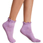 Free People Women's Quarter Socks Printed Ruffled Purple One Size