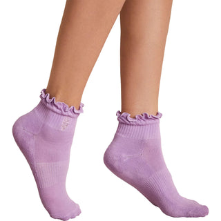 Free People Women's Quarter Socks Printed Ruffled Purple One Size