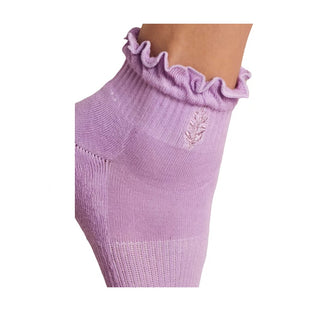 Free People Women's Quarter Socks Printed Ruffled Purple One Size