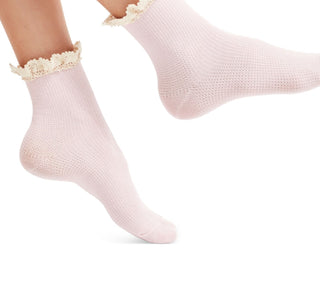 Free People Women's Ruffle Detail Casual Ankle Socks Pink One Size