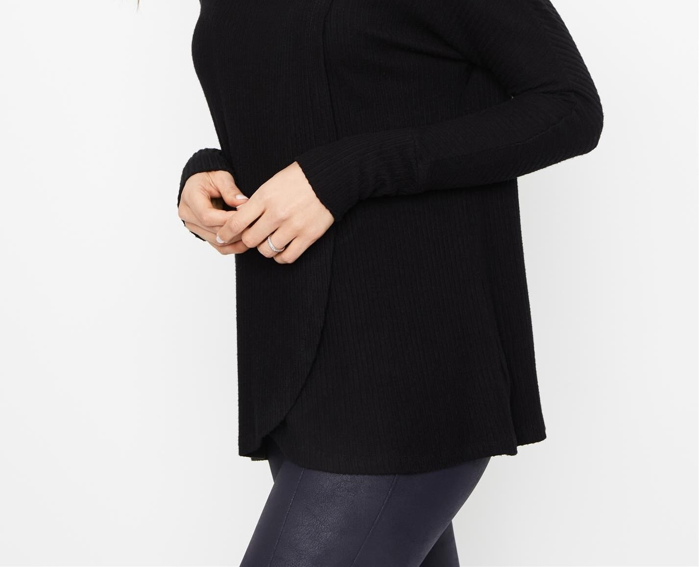 A Pea In The Pod Women's Rib Knit Cowl Neck Pull Over Nursing Top Gray Size Small