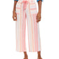 Style & Co Women's Striped Linen Cropped Pants  Pink Size Large