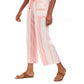 Style & Co Women's Striped Linen Cropped Pants  Pink Size Large