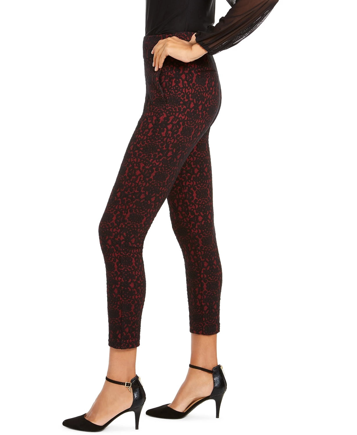 Thalia Sodi Women's Printed Skinny Cropped Trousers Red Size Small