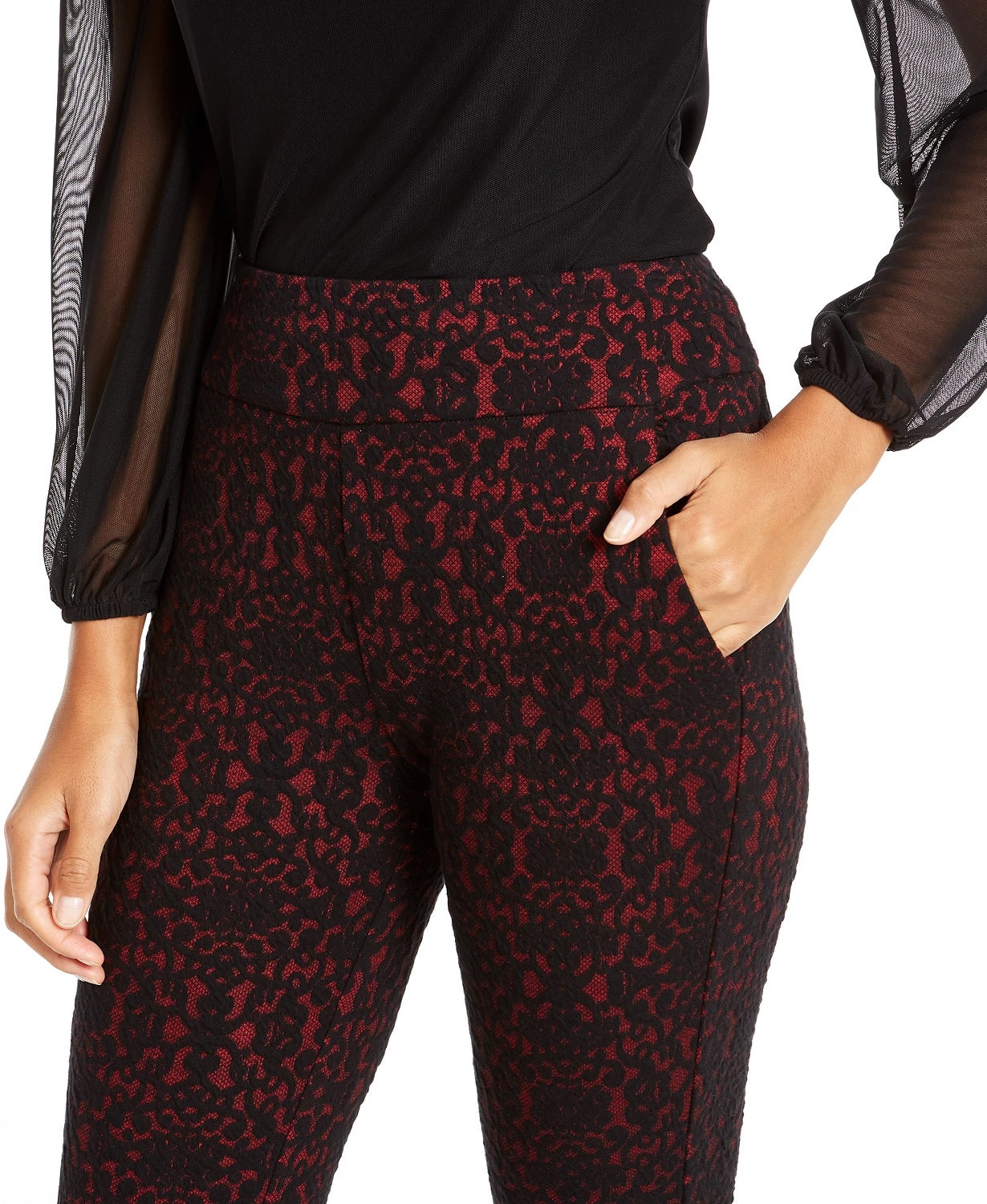 Thalia Sodi Women's Printed Skinny Cropped Trousers Red Size Small
