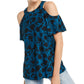 INC International Concepts Women's Petite Cold Shoulder Printed Top Green Size PM